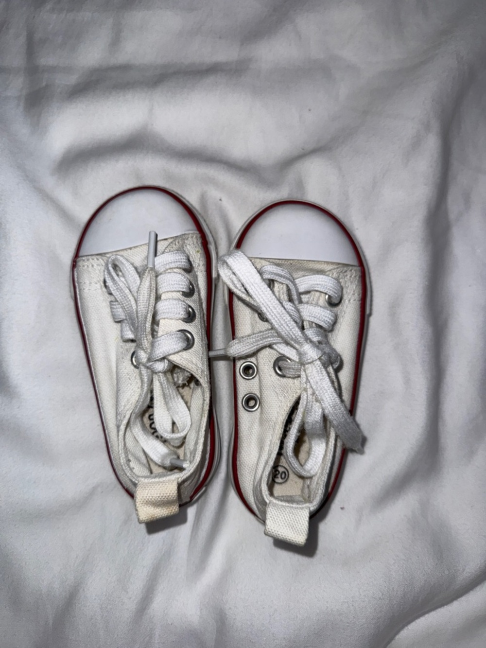 Bala White Canvas Kids Sneakers with Red Trim